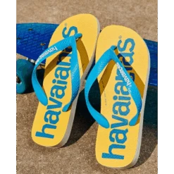 Chanclas Havaianas Top Logomania 2 Amarillo Azul Unisex -Zapato Tienda De Ventas chanclas havaianas top logomania 2 amarillo azul unisex 5