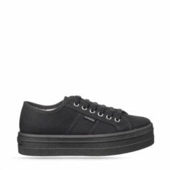 Zapatillas Lona Victoria Plataforma 109201 Negra Mujer