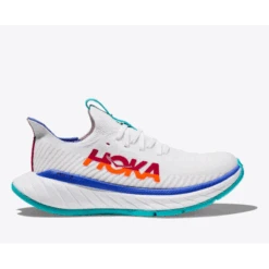 Zapatillas Running Hoka Carbon X 3 Blanco Azul Fuego Hombre
