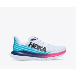 Zapatillas Running Hoka Mach 5 Blanco Azul Rosa Hombre